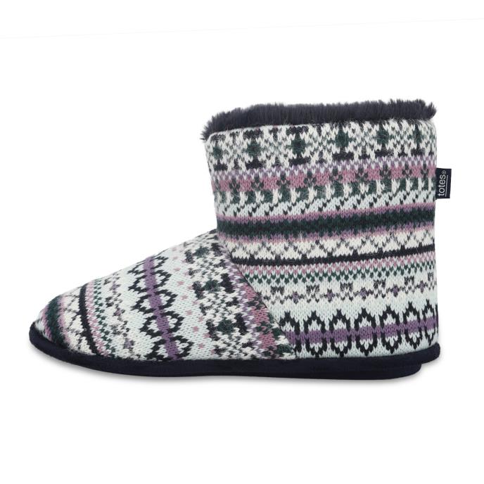totes toasties® Ladies FairIsle Boot Slipper Navy Fairisle Extra Image 4